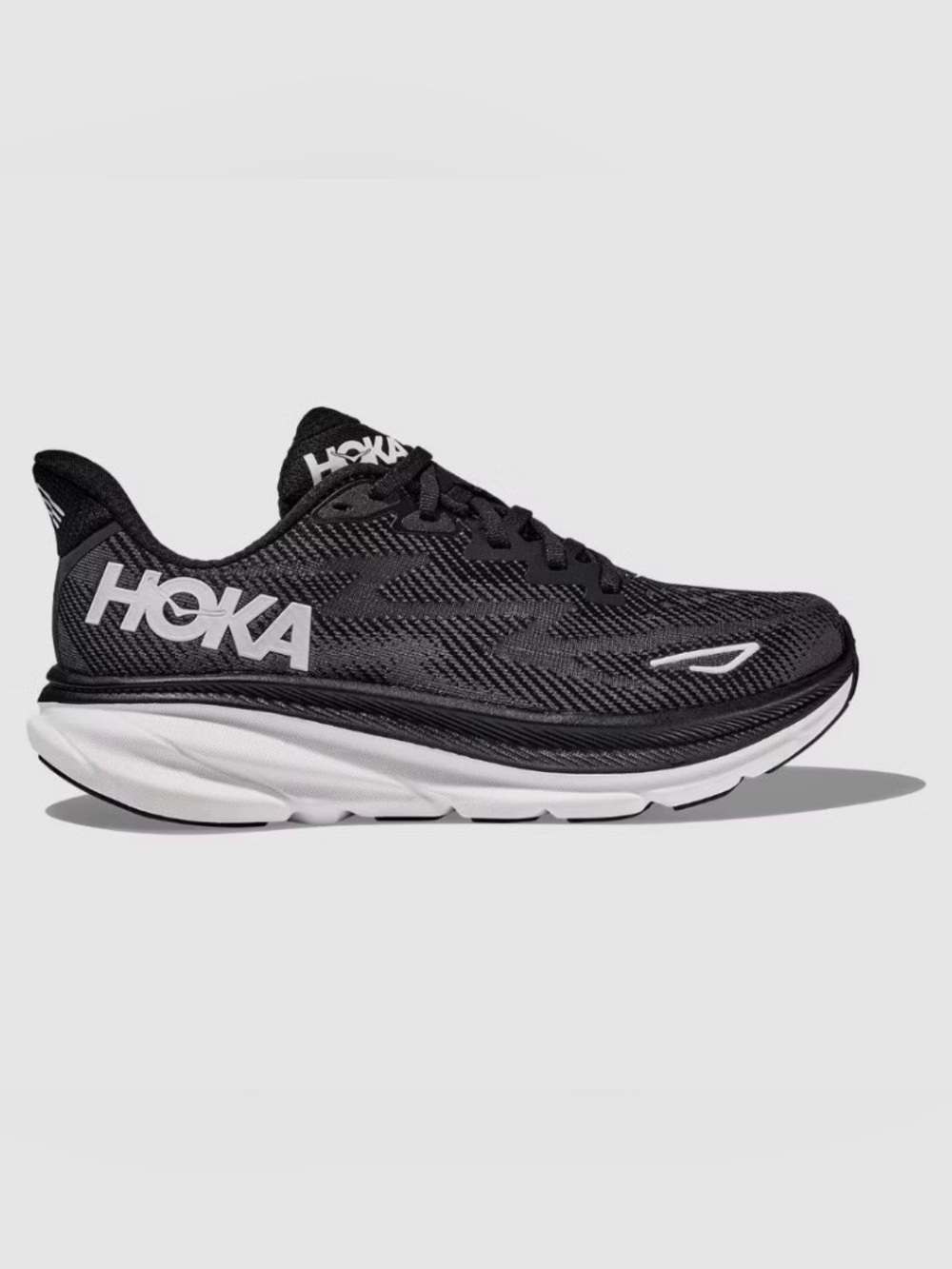 Hoka | Women’s Black/White One One Clifton 9 Lace Up Running Shoes Sneakers 8B